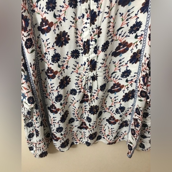 Lucky Brand Womens Viscose Flutter Sleeve Floral Print Peasant Blouse Size 3X - Picture 6 of 15